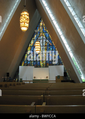 Stained Glass Window In The Arctic Cathedral At Tromso Norway Stock stained-glass-window-in-the-arctic-cathedral-at-tromso-norway-stock