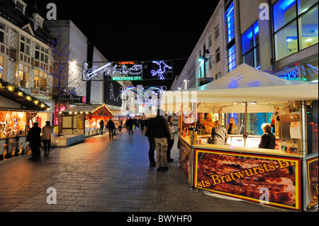 Christmas Market Stalls in Liverpool One Merseyside, UK shops and Stock