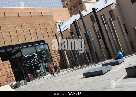 Museum of Sydney and 'Edge of Trees' sculpture, Bridge Street, Philip Street, CBD, New South Wales, NSW, Australia, Australasia Stock Photo