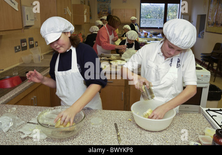 Year 7 Food Technology class at Builth Wells High School Powys Mid Wales UK Stock Photo