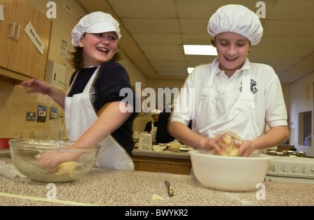 Year 7 Food Technology class at Builth Wells High School Powys Mid Wales UK Stock Photo