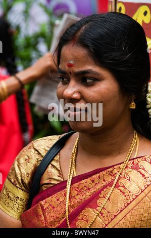 Portrait of Indian woman shopping in Singapore Stock Photo