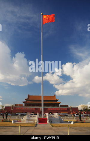 Chinese National Flag in Tian'anmen Square, Beijing, China Stock Photo