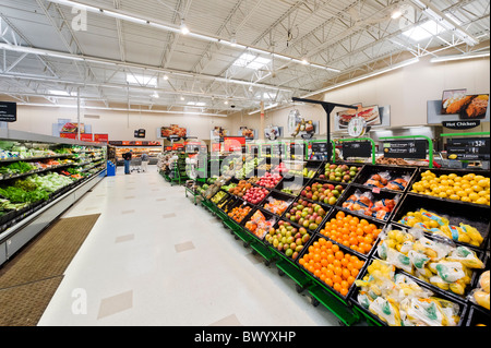 Produce section in a Walmart Supercenter, Haines City, Central Florida, USA Stock Photo