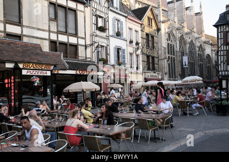 Outdoor cafe in street, Troyes, France Stock Photo