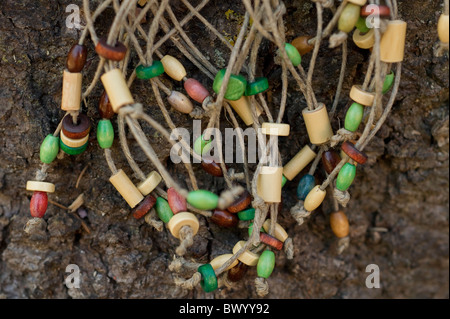 Wooden beads necklace - detail Stock Photo