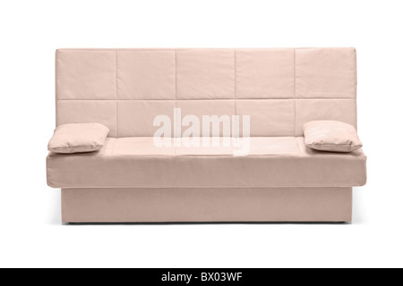 A studio shot of a modern white sofa Stock Photo