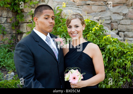 Husband Gently Embraces The Wife, Together Smile And Pose In The Camera  Stock Photo, Picture and Royalty Free Image. Image 67176856.