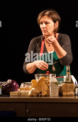 Chef, Mary Contini of Valvona and Crolla in Edinburgh gives a masterclass in cookery at the Assembly Rooms in Edinburgh Stock Photo