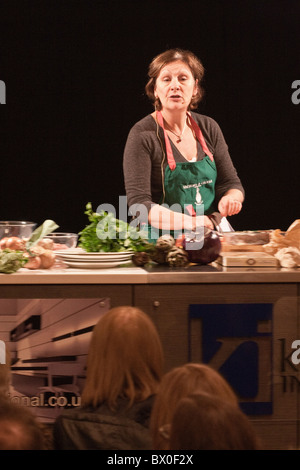 Chef, Mary Contini of Valvona and Crolla in Edinburgh gives a masterclass in cookery at the Assembly Rooms in Edinburgh Stock Photo