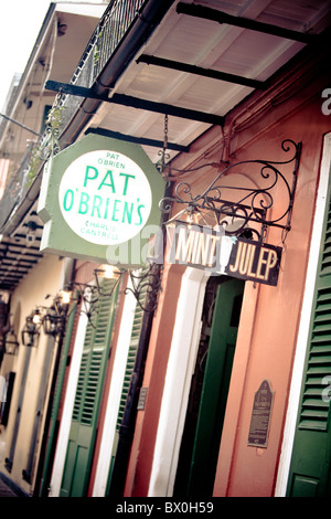 Pat O'Brien's bar and nightclub in New Orleans, Louisiana's French Quarter is home of the famed mint julep drink. Stock Photo