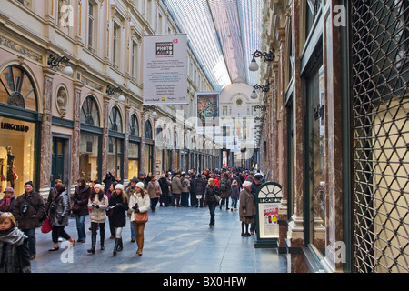 Interior view of the Royal Saint-Hubert galleries (Galeries Royales) in Brussels Stock Photo