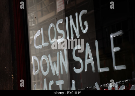 Shop with Closing Down Sale sign in the window Stock Photo