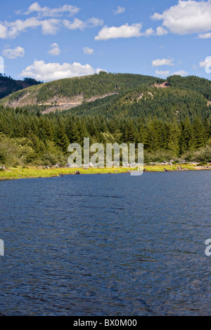 A mountain lake on a summers day Stock Photo