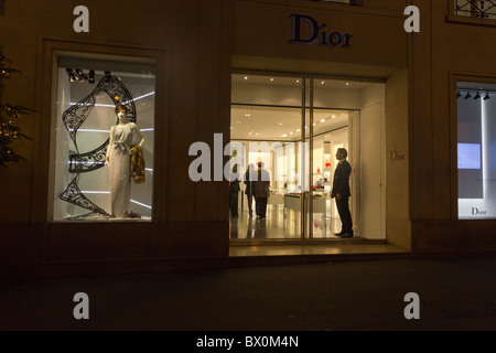 Dior luxury fashion shop with Christmas decoration, rue Royale, Paris, France Stock Photo