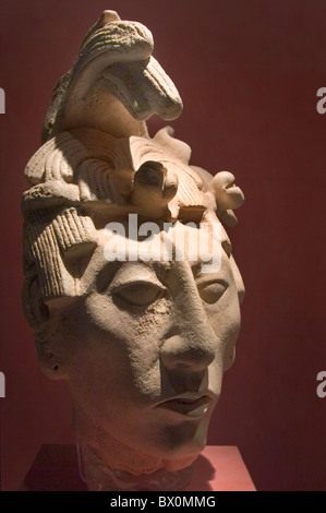Stucco bust of Lord Pakal, Mayan king who ruled the ancient Maya city of Palenque, National Museum of Anthropology, Mexico City. Stock Photo