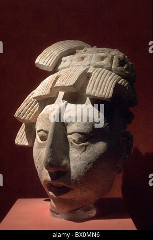 Stucco bust of Lord Pakal, Mayan king who ruled the ancient Maya city of Palenque, National Museum of Anthropology, Mexico City. Stock Photo