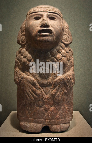 Statue of Mexica or Aztec corn or agriculture goddess Chicomecoatl in the National Museum of Anthropology in Mexico City. Stock Photo