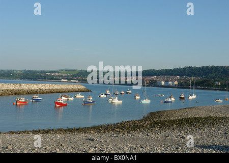 View of boats at Rhos-on-Sea, Colwyn Bay, Conwy LL28, North Wales, United Kingdom Stock Photo