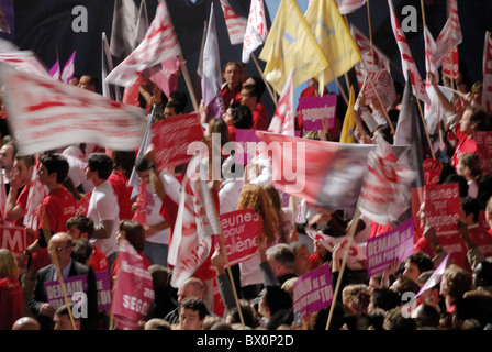 Socialist militants at a meeting of French Presidential election candidate Ségolène Royal, March 22nd, 2007, Marseille, France. Stock Photo