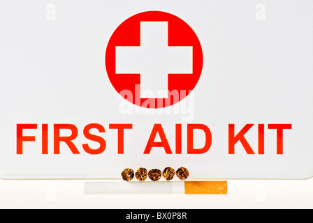First aid kit for stop smoking Stock Photo
