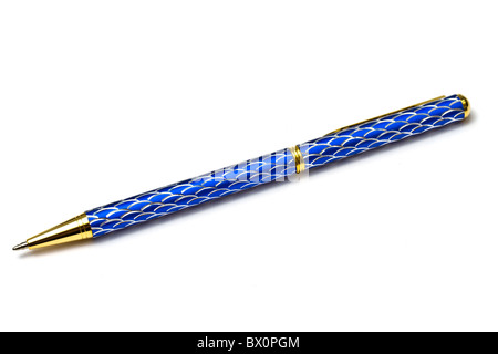 Blue ball point pen isolated on white background Stock Photo - Alamy