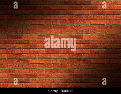 Red brick wall background lit diagonally Horizontal Stock Photo