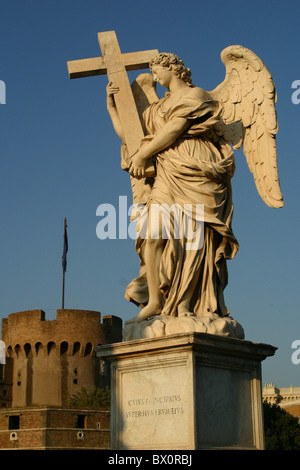 angel by Bernini on Ponte Sant Angelo - the bridge to the Castel Sant Angelo in Rome, Roma, Italy Stock Photo