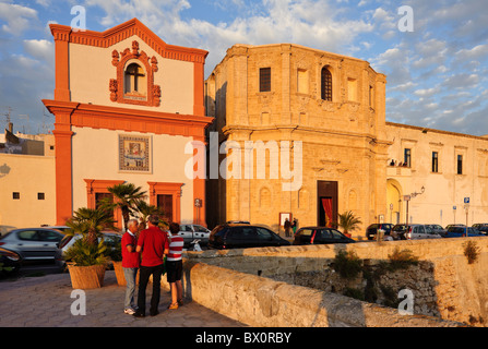 Seafront churches in the old town of Gallipoli, Puglia, Italy Stock Photo