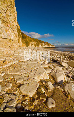 Sewerby Beach in the low winter sun Stock Photo