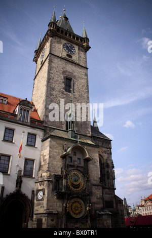 Church of Our Lady Before Tyn and Old Town Hall Tower / Astronomical Clock, Old town Square, Praque, Czech Republic Stock Photo