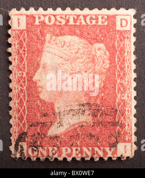 Queen stamp red british one penny hi res stock photography and