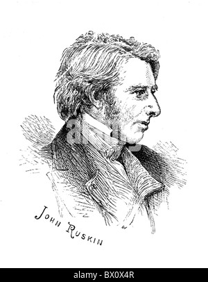 Archive image of historical literary figures. This is John Ruskin. Stock Photo