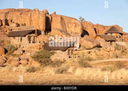 Thatched Chalets at Canyon Lodge, Fish River Canyon, Namibia, Africa. Stock Photo