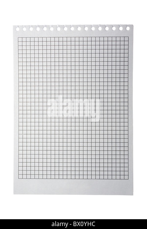 Plaid notepad page isolated on white background. Clipping path. Stock Photo