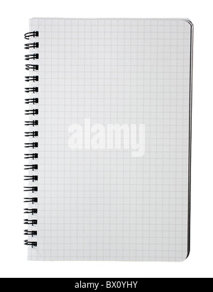 Checked workbook with binder isolated on white background. Clipping path. Stock Photo