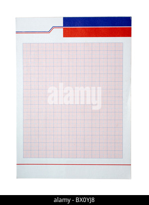 Graph paper in red with blue colors isolated on white background. Copy space. Stock Photo