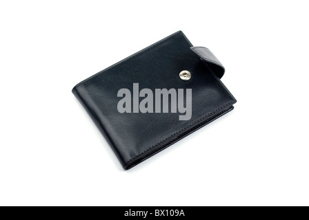 Black leather business card holder isolated on white background Stock Photo