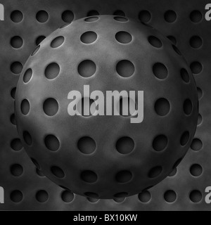 Escher-like black and white illustration of abstract metal balls with ...