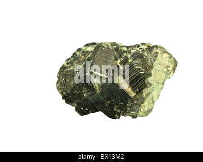 Mineral Pyrite or Iron pyrites is an iron sulphide with formula FeS2 Stock Photo