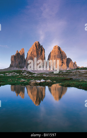 alpenglow battlement cheers high Italy Europe lake mood morning mood mountain mountain lake mountains po Stock Photo