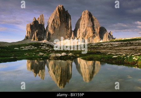 battlement cheers high Italy Europe lake mood morning mood mountain mountain lake mountains portrait form Stock Photo