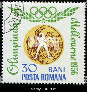 Gold medal for boxing, one stamp from series devoted to the Olympic Games in Roma Stock Photo