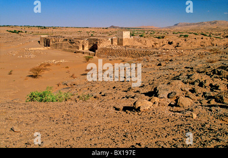 Wadi Adhanah Old Dam Marib North-east Yemen Arabia Orient historic desert reservoir dam landscape Stock Photo