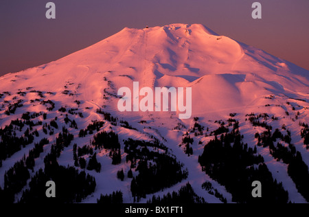 Cascade Mountains near Bend Central Oregon Oregon Sunrise snow mood mountains Mount Bachelor USA America Stock Photo