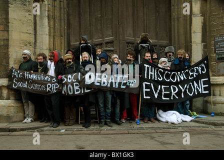Cambridge University students staging a silent protest against the planned increase in tuition fees Stock Photo