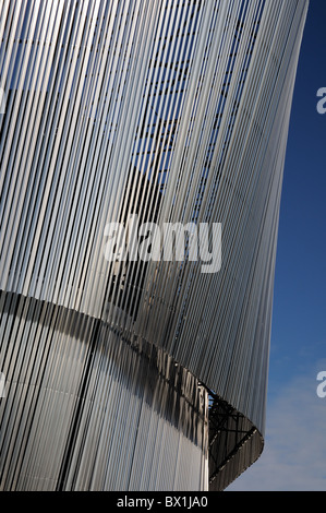 Hi-tech modern architecture opposite of blue background Stock Photo