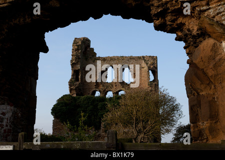 Sheriff Hutton Castle, a ruined motte and bailey castle, in the village of Sheriff Hutton near York, England Stock Photo