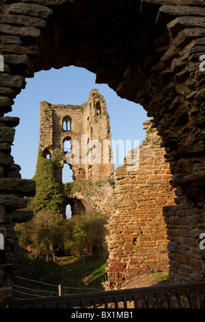 Sheriff Hutton Castle, a ruined motte and bailey castle, in the village of Sheriff Hutton near York, England Stock Photo