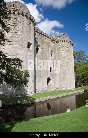 A view of the ruined medieval castle at Nunney, Somerset, England, UK Stock Photo